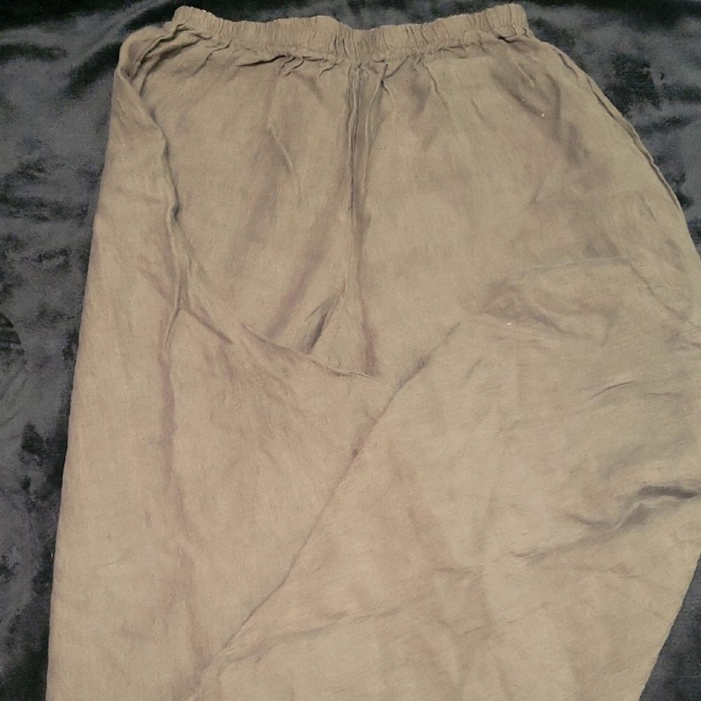 bryn Walker 100% Linen Brown pants With Exagerated Leg. Size S